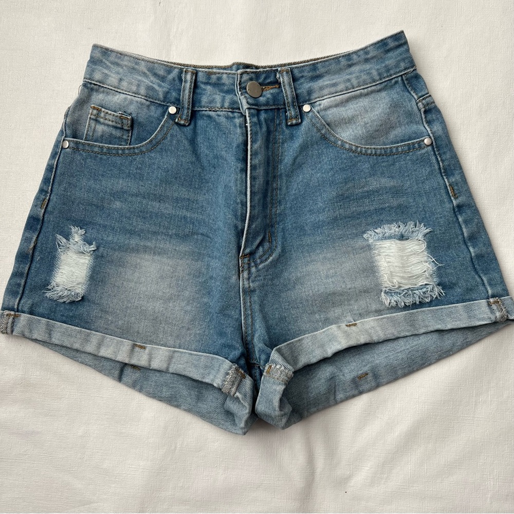 Shein High Waisted Distressed Jean Shorts Size S